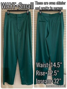 Wayf Satin Wide-Leg Pants in Emerald Green